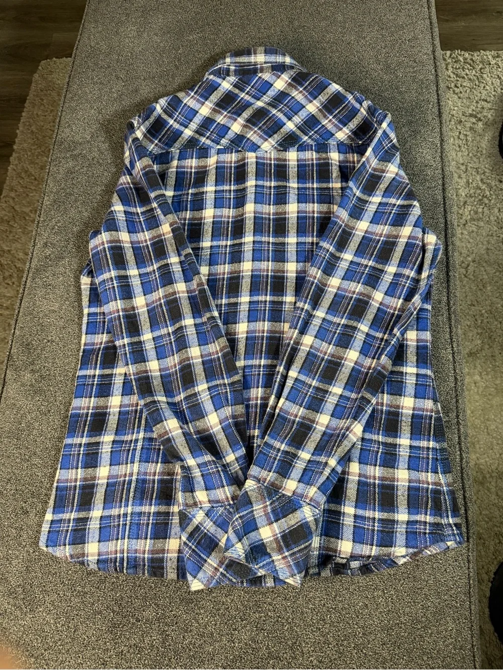 True Religion Men's Blue Plaid Casual Button-Down Shirt